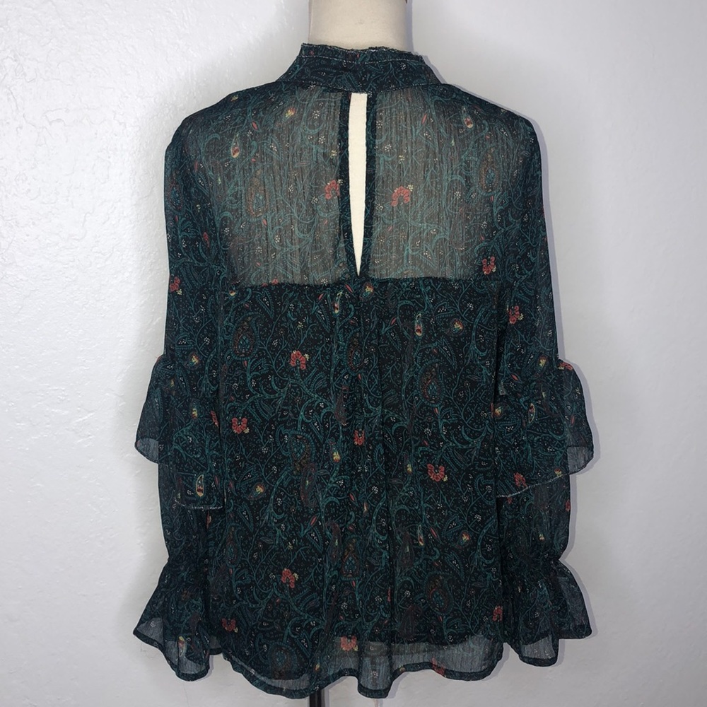 Lucky Brand Boho Printed Ruffle Top Size S - Picture 4 of 9